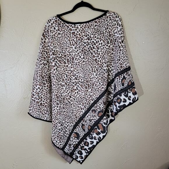 Chico's Cheetah Print Sweater Poncho Women's L/XL - Picture 2 of 10